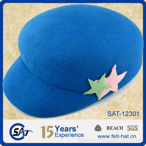 2015 new design blue felt cap with star decoration